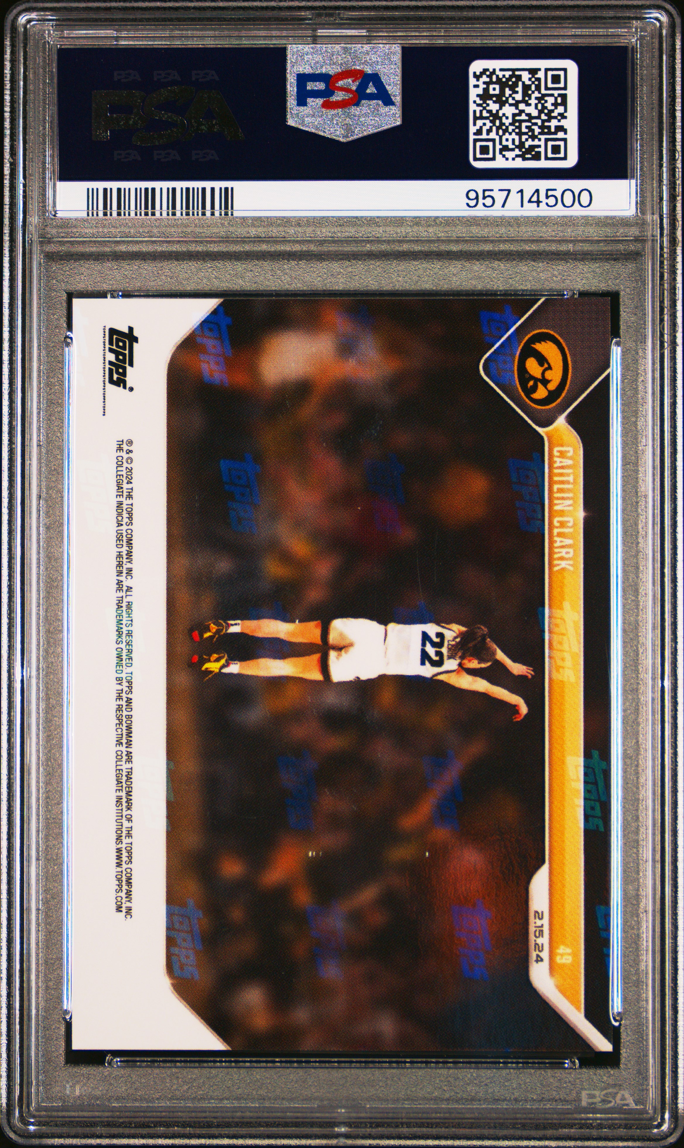 2023 Bowman U Now Caitlin Clark #49 Gem Mt 10 back