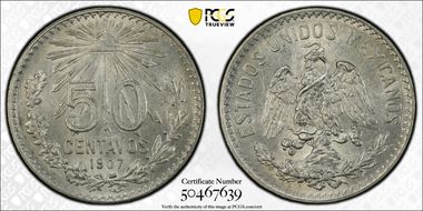 1907-M 50C Straight 7 MS63