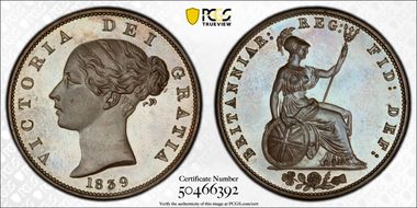 1839 1/2D S-3949 Bronzed ↑↑ PR65