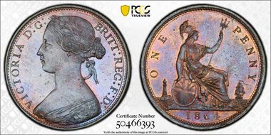 1864 1D S-3954 Plain 4 MS64BN