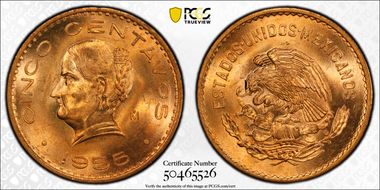 1955-Mo 5C KM-424  Bronze Head Left MS65RD