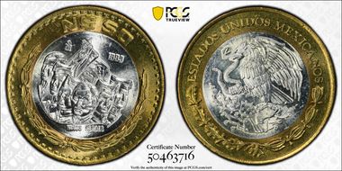 1993-Mo 50 Peso Niños Heroes KM-571  Ag / Brass MS65