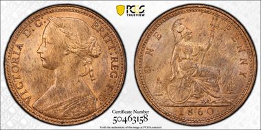 1860 1D S-3954 1/B L.C. WYON LCW(s) Cross(i) BB/BB MS64RB