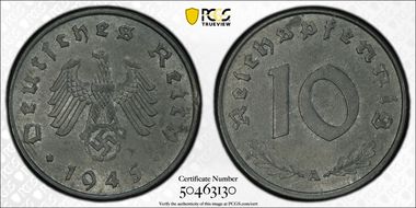 1945-A 10 Pfg J-371 MS63