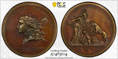 1783 AE Medal Betts-615, Libertas Americana AU58BN