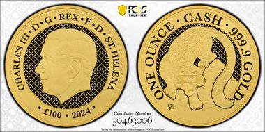 2024 £100 Snow Leopard Au India Wildlife MS70