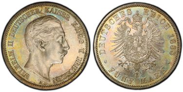 1888-A 5 Mk J-101 Wilhelm II MS65