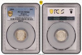 1866 50C DES BELGES MS66