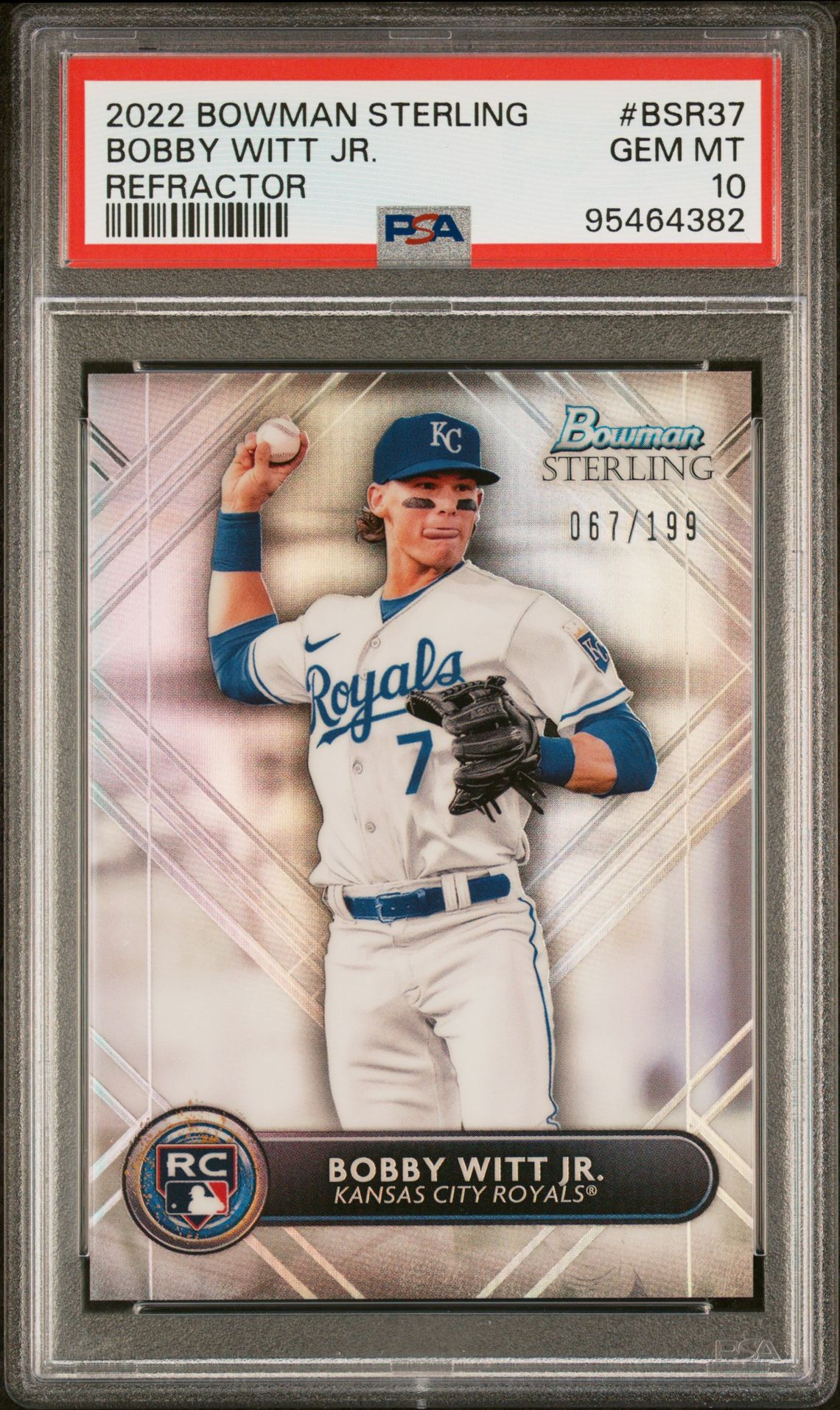 2022 Bowman BOWMAN STERLING REFRACTOR #BSR37 Bobby Witt Jr. front