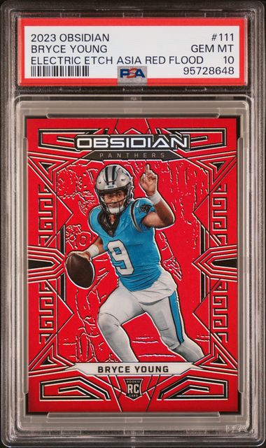 2023 Panini Obsidian Bryce Young #111 (Electric Etch Asia Red Flood) Gem Mt 10 front