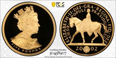 2002 £5 S-L10 Golden Jubilee Au PR69DCAM