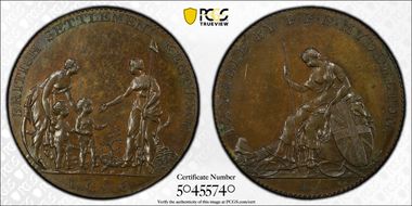1796 Tkn 1/2P Myddelton, Copper PR65BN