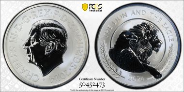 2024 £2 The Lion and the Eagle Rev PR 1oz Ag PR69