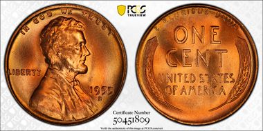 1955-D 1C MS67+ RD