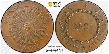1783 C Nova 1/2P Blunt Rays AU50BN