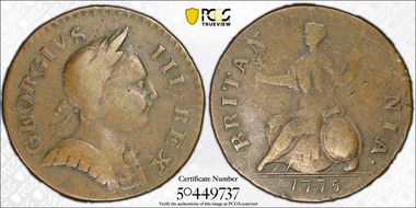 ''1775'' 1/2P Machin's Mills VF30BN