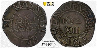 1652 Shilling Oak Tree, "In" at Left AU50