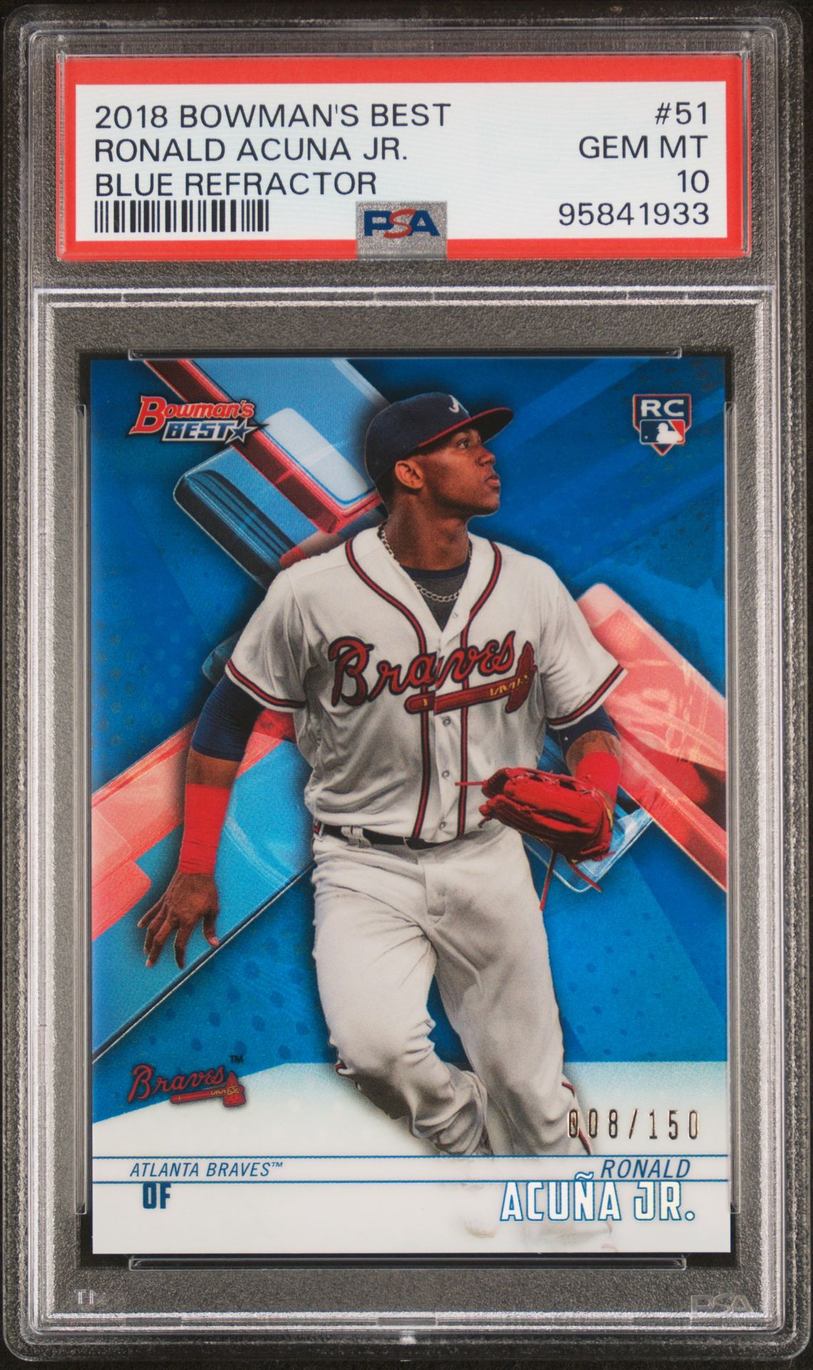 2018 Bowman BOWMAN'S BEST BLUE REFRACTOR #51 Ronald Acuna Jr. front