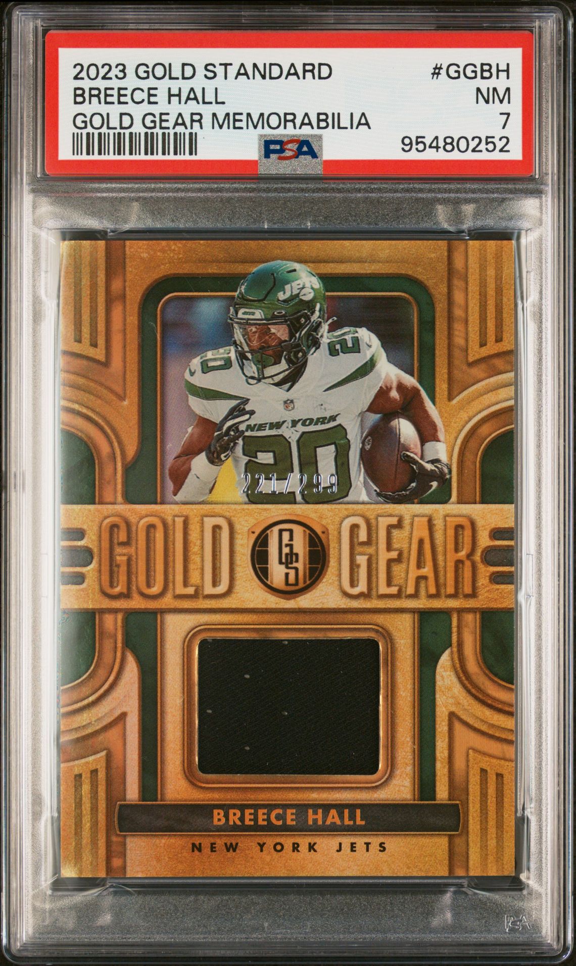 2023 Panini PANINI GOLD STANDARD GOLD GEAR MEMORABILIA #GGBH Breece Hall front