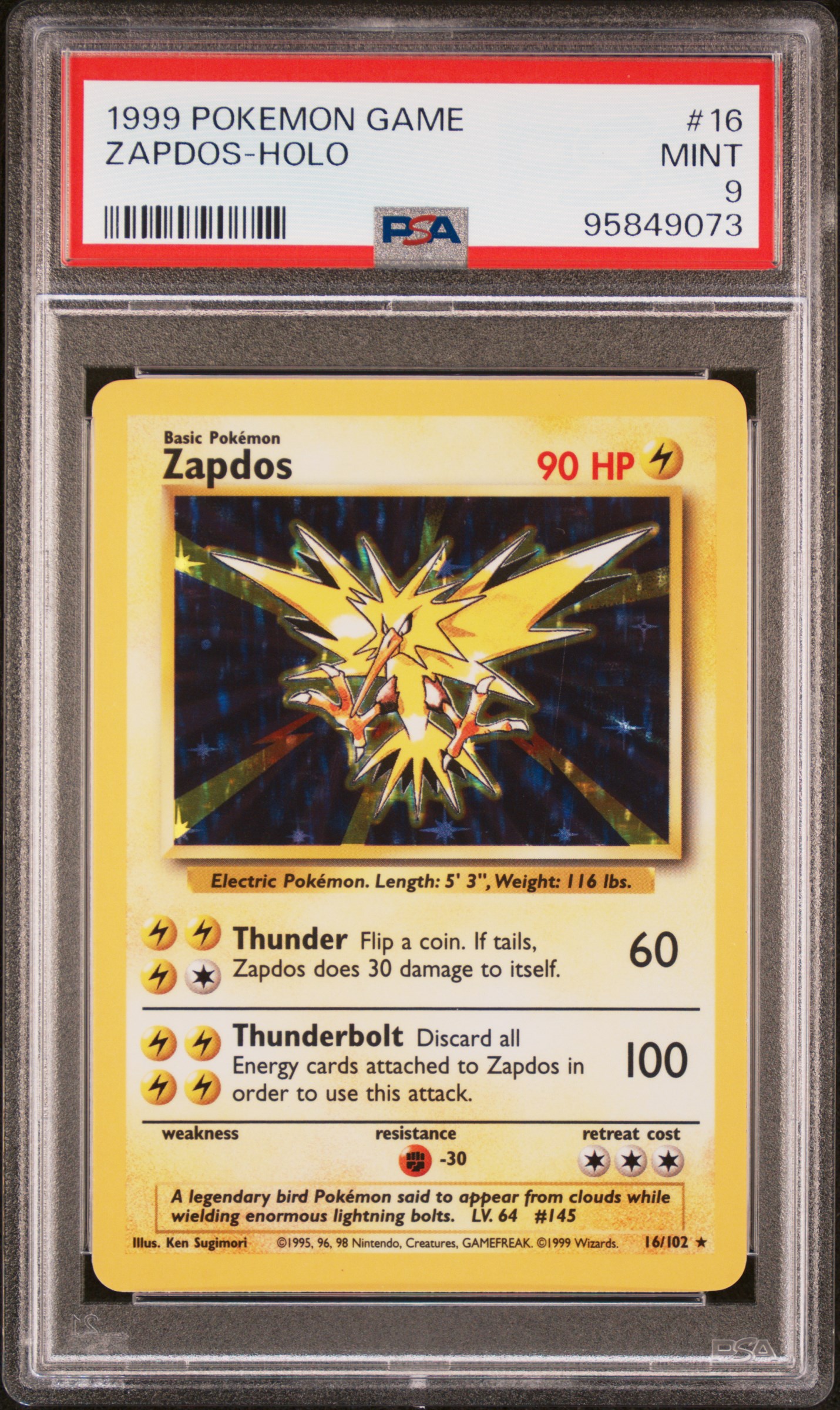 1999 #16 Zapdos-Holo PSA 9 Game