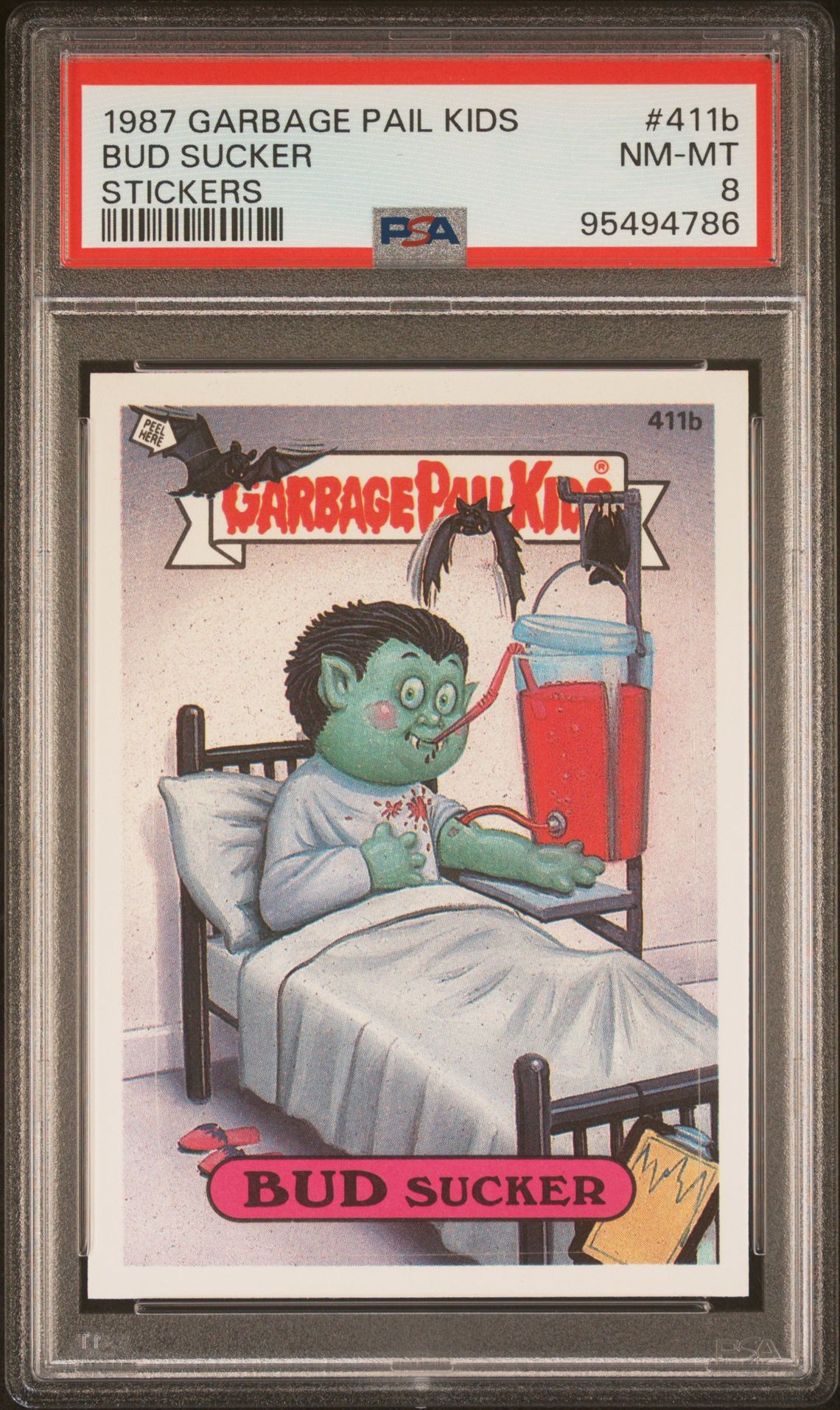 1987 Topps GARBAGE PAIL KIDS STICKERS #411B Bud Sucker front