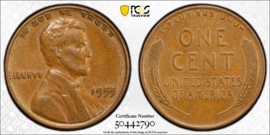 1955 1C Doubled Die Obverse AU55BN