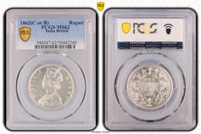 1862(C or B) Rupee MS62