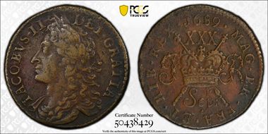 1689 Sep 1/2 Cr S-6579C Gun Money VF35