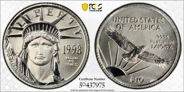 1998 $10 Statue of Liberty MS66