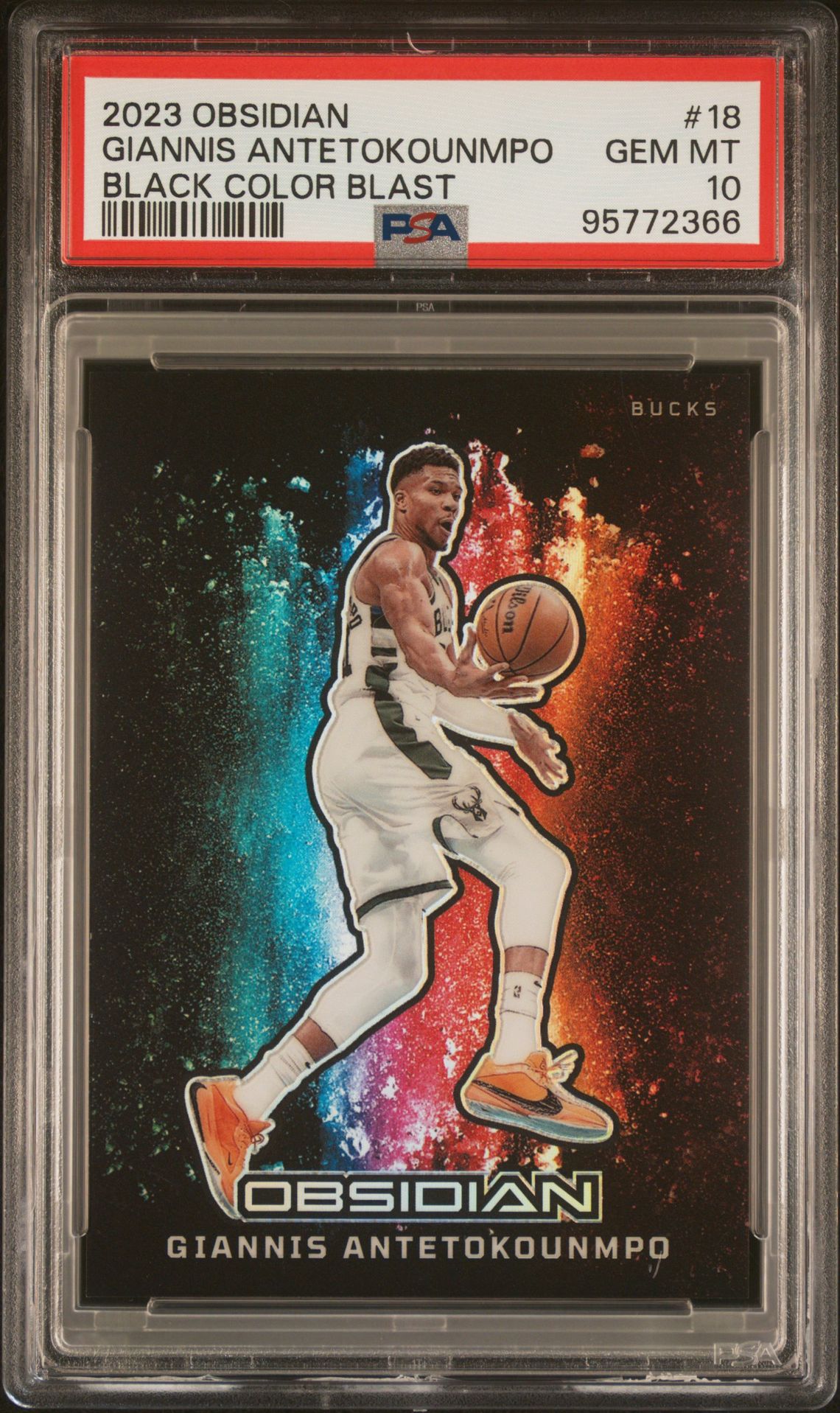 2023 Panini Panini Obsidian Black Color Blast #18 Giannis Antetokounmpo front