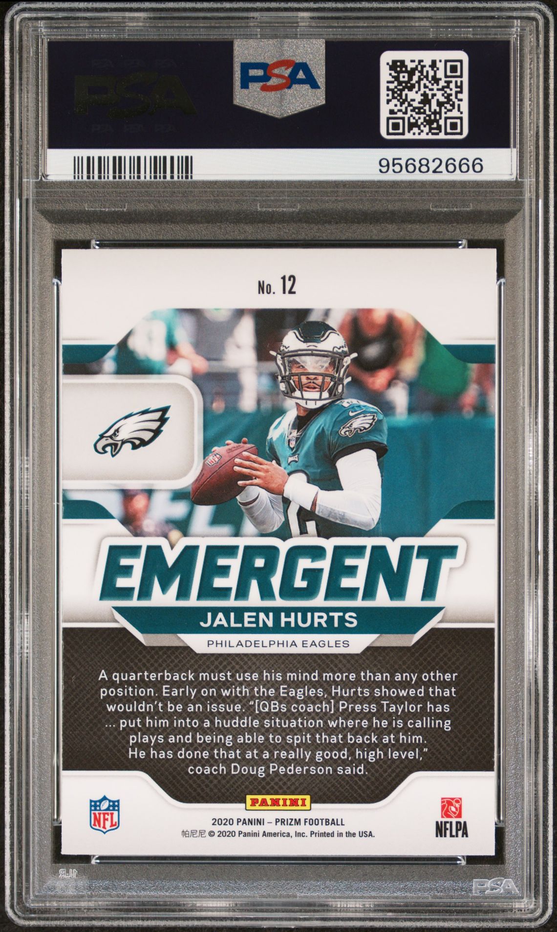 2020 Panini Prizm Emergent Jalen Hurts #12 (Emergent) Gem Mt 10 back