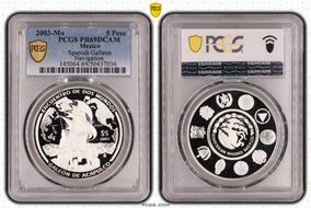 2003-Mo 5 Peso Galeon de Acapulco KM-678  Ag PR69DCAM