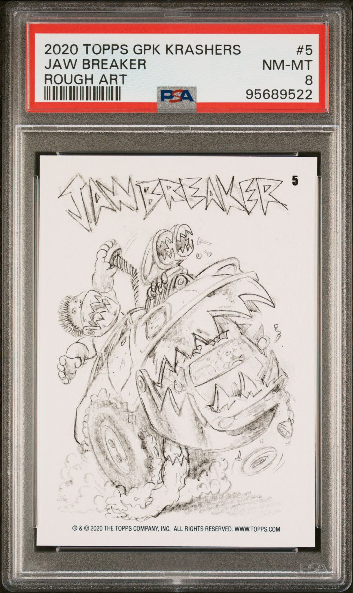 2020 Topps TOPPS GARBAGE PAIL KIDS KRASHERS ROUGH ART #5 Jaw Breaker front
