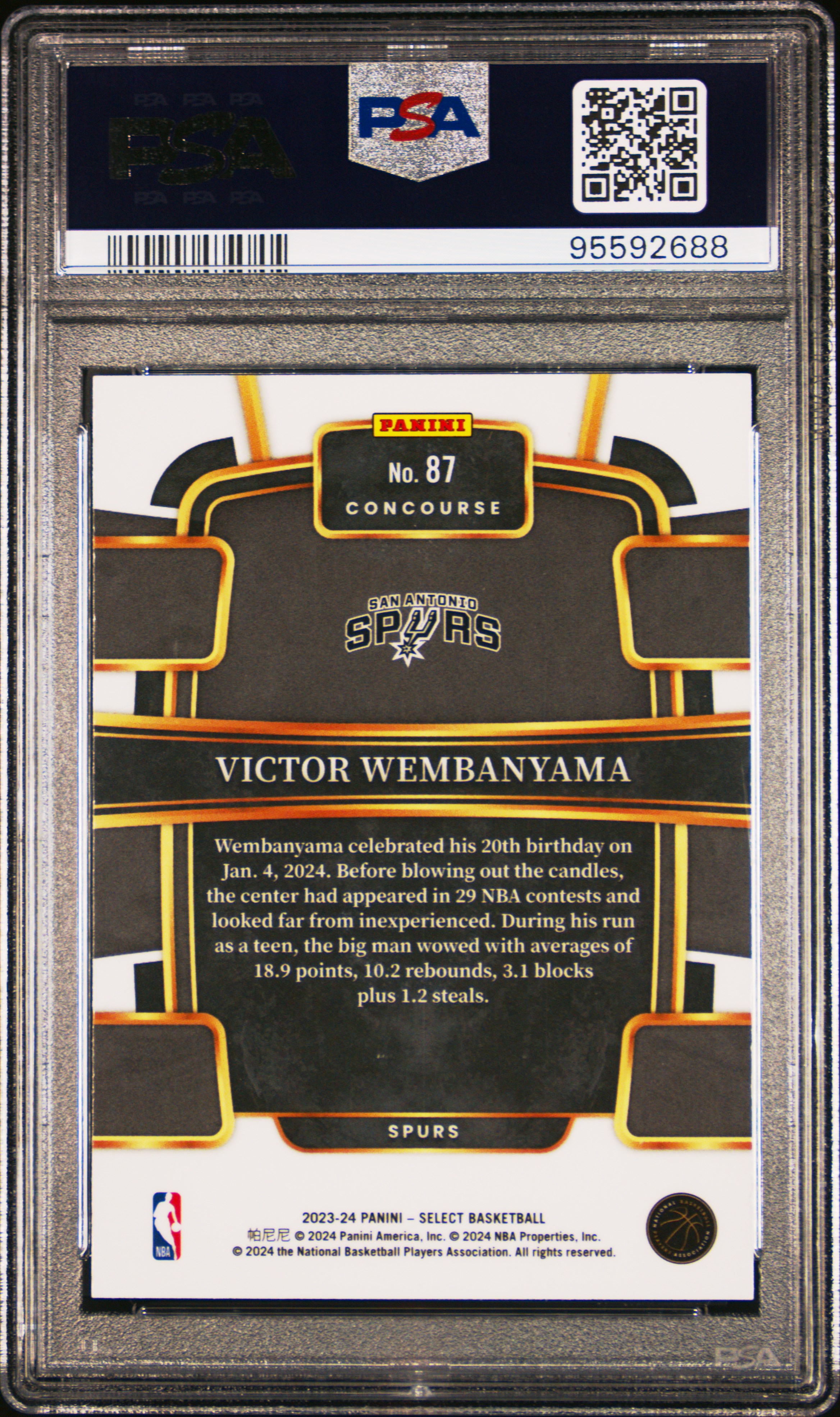 2023 Panini Select Victor Wembanyama #87 Ex-Mt 6 back