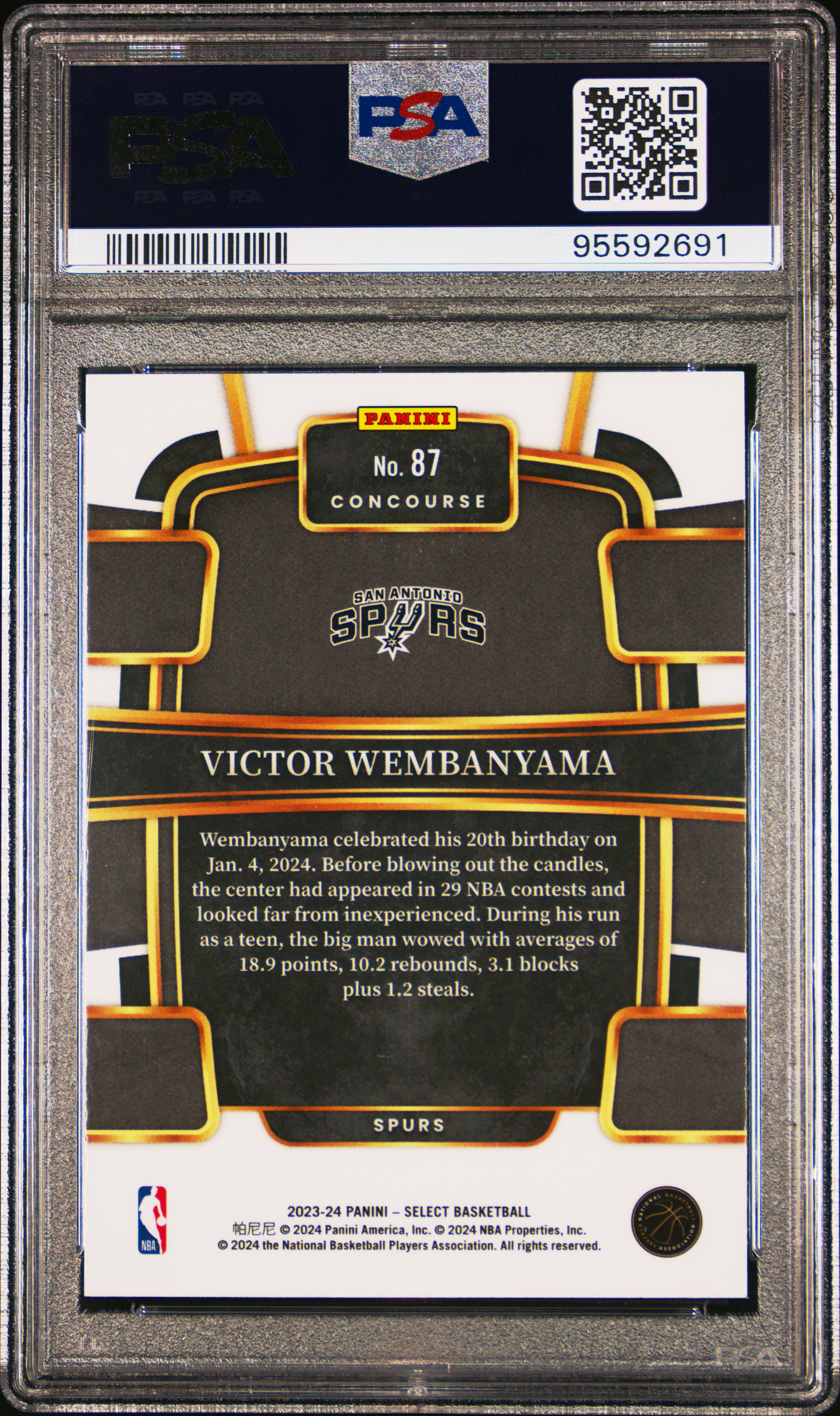 2023 Panini Select Victor Wembanyama #87 Nm 7 back