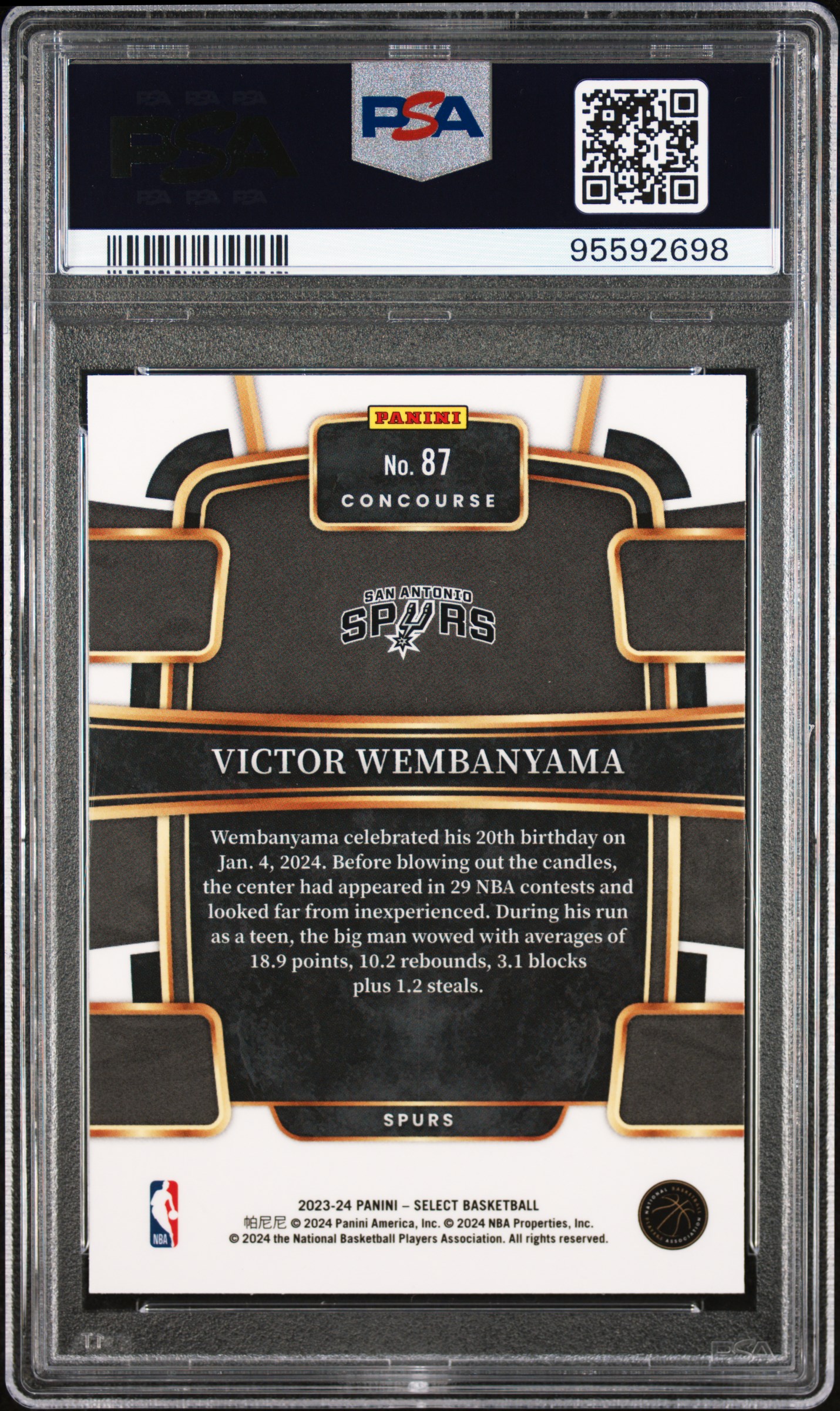 2023 Panini Select Victor Wembanyama #87 Nm-Mt 8 back