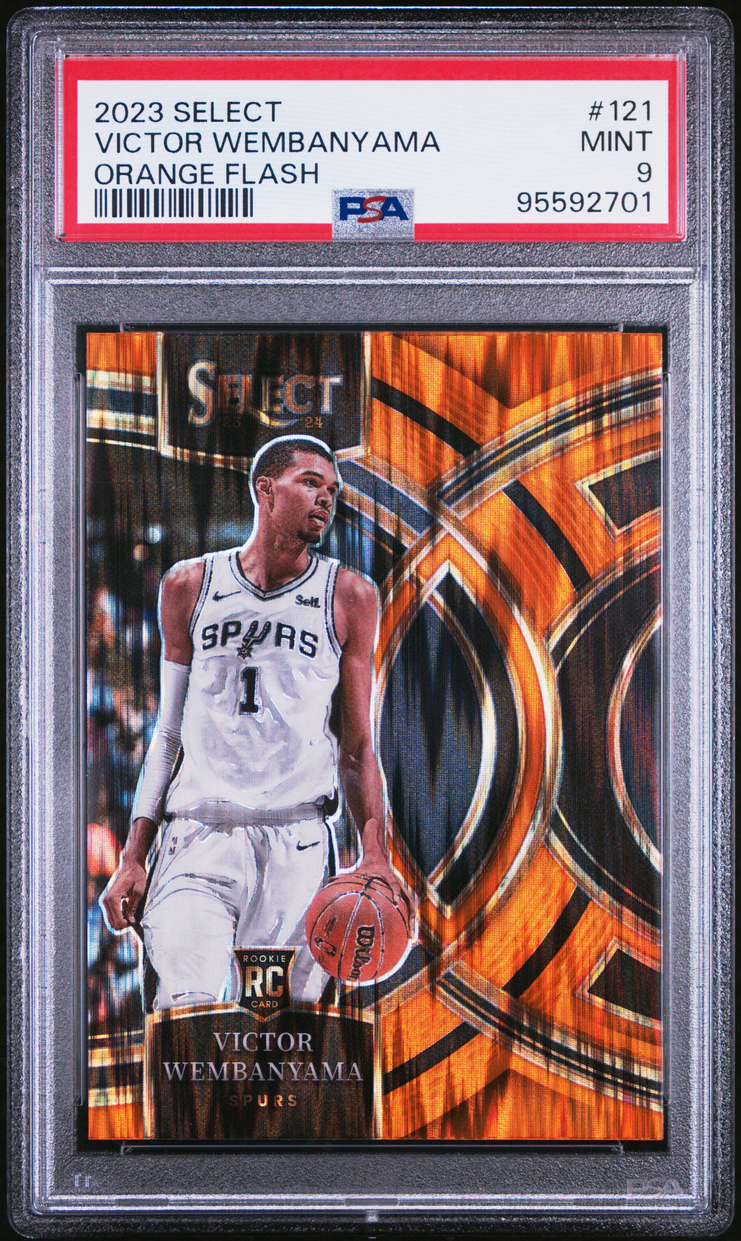 2023 Panini Select Victor Wembanyama #121 (Orange Flash) Mint 9 front