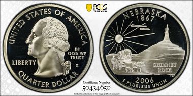 2006-S 25C Nebraska Silver PR70DCAM