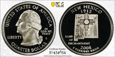 2008-S 25C New Mexico Silver PR69DCAM