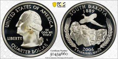 2006-S 25C South Dakota Silver PR69DCAM
