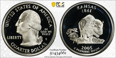 2005-S 25C Kansas Silver PR69DCAM