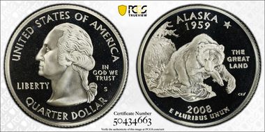 2008-S 25C Alaska Silver PR69DCAM