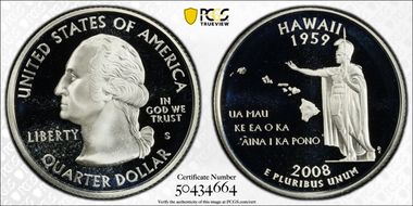 2008-S 25C Hawaii Silver PR68DCAM