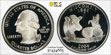 2004-S 25C Wisconsin Silver PR69DCAM