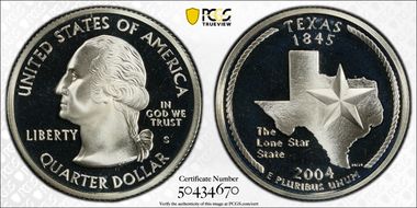 2004-S 25C Texas Silver PR69DCAM