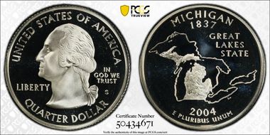 2004-S 25C Michigan Silver PR69DCAM