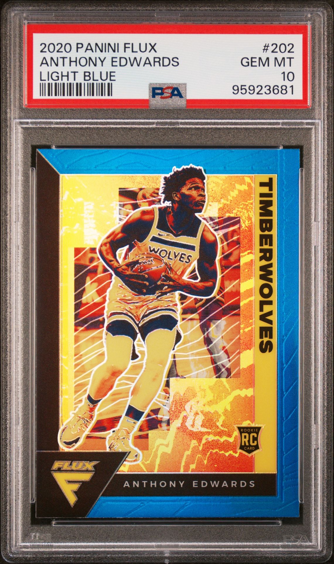 2020 Panini PANINI FLUX BLUE CRACKED ICE #202 Anthony Edwards front
