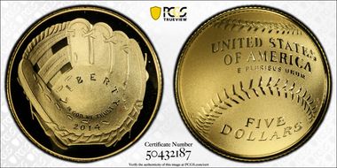 2014-W $5 Baseball Hall of Fame PR69DCAM