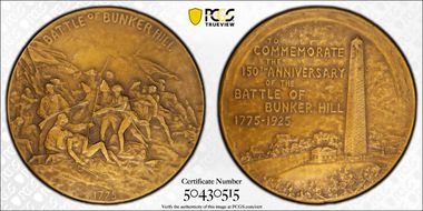 1925 AE Medal Battle of Bunker Hill 150th Anniversary MS64