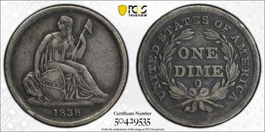 1838-O 10C VF35